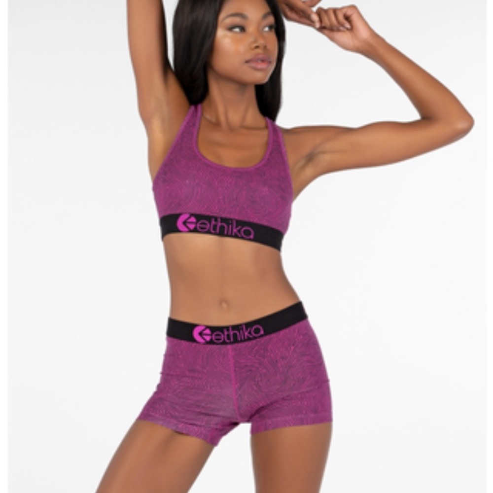Ethika Fresh Prints Sports Bra and Shorts Set NWT